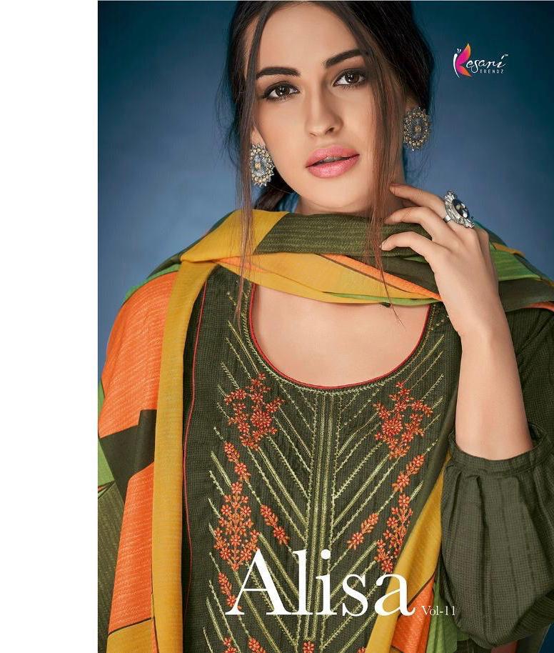 Alisa Vol 11 By Kesari Trendz Masline Silk Embroidered Suits Wholesale Supplier And Dealer Surat