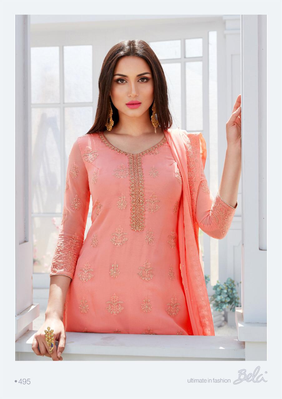 Saleha By Bela Series 495 To503 Georgette Designer Party Wear Suits Wholesale Supplier Surat