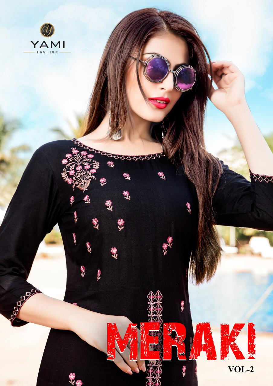 Meraki Vol 2 By Yami Fashion Reyon Kurti Plazzo Set Wholesale Supplier And Dealer Surat