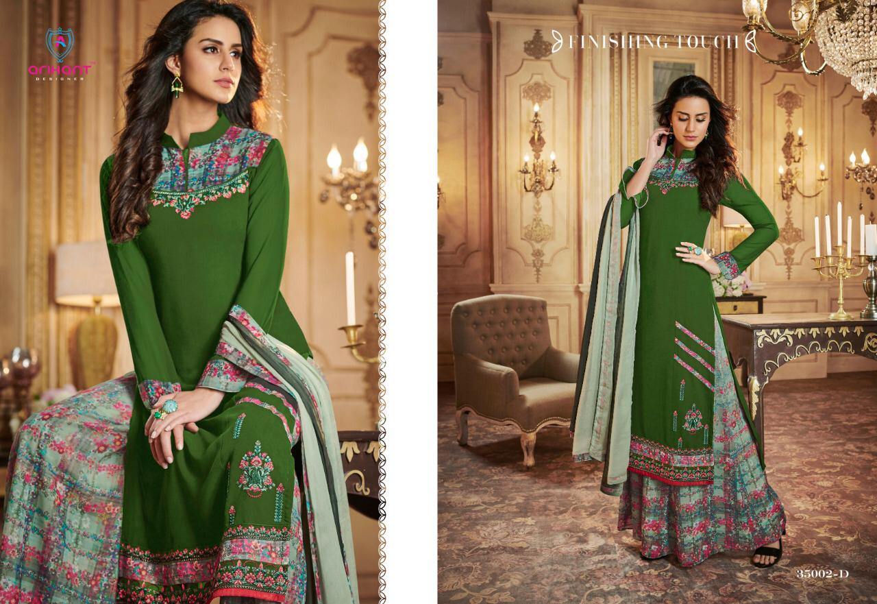 Rangrez Gold By Arihant Designer  Series 35002 A To 35002 E  Georgette Printed Suits Wholesale Suppl...