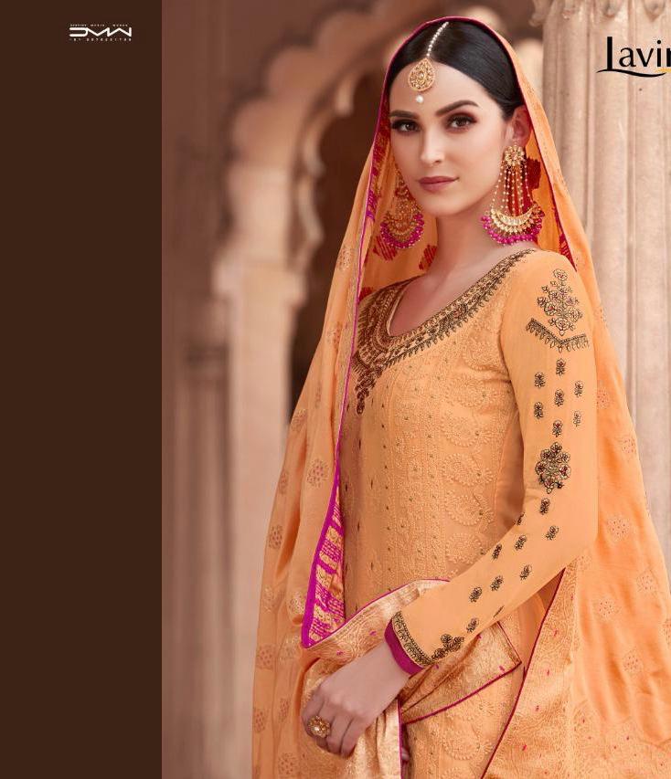 Lavina Vol 76 Series 76001 To 76005 Pure Georgette Lakhnowi Worked Suits Wholesale Supplier Gujarat
