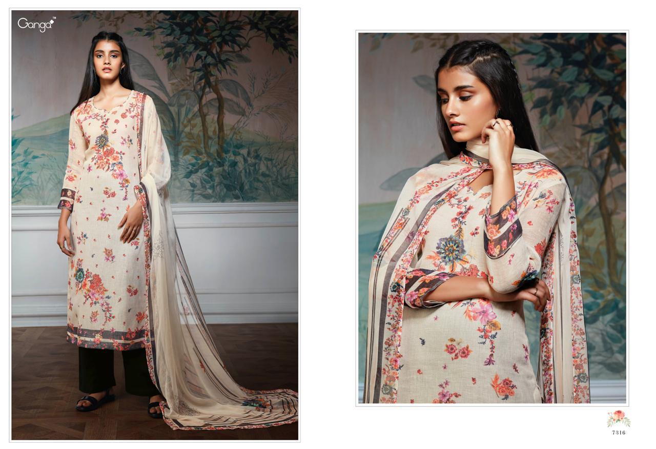 Hollis By Ganga Linen Printed Worked Suits Wholesale Supplier Surat