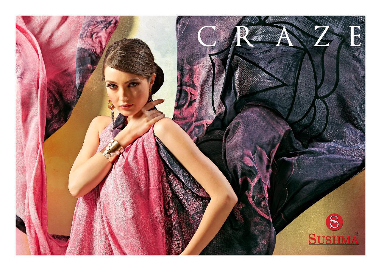 Craze By Sushma Crape Printed Sarees Wholesale Supplier Surat
