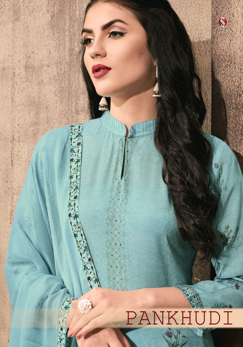 Pankhudi By Sri Series 1043 To 1049 Viscose Cotton Designer Party Wear Suits Wholesale Supplier Sura...