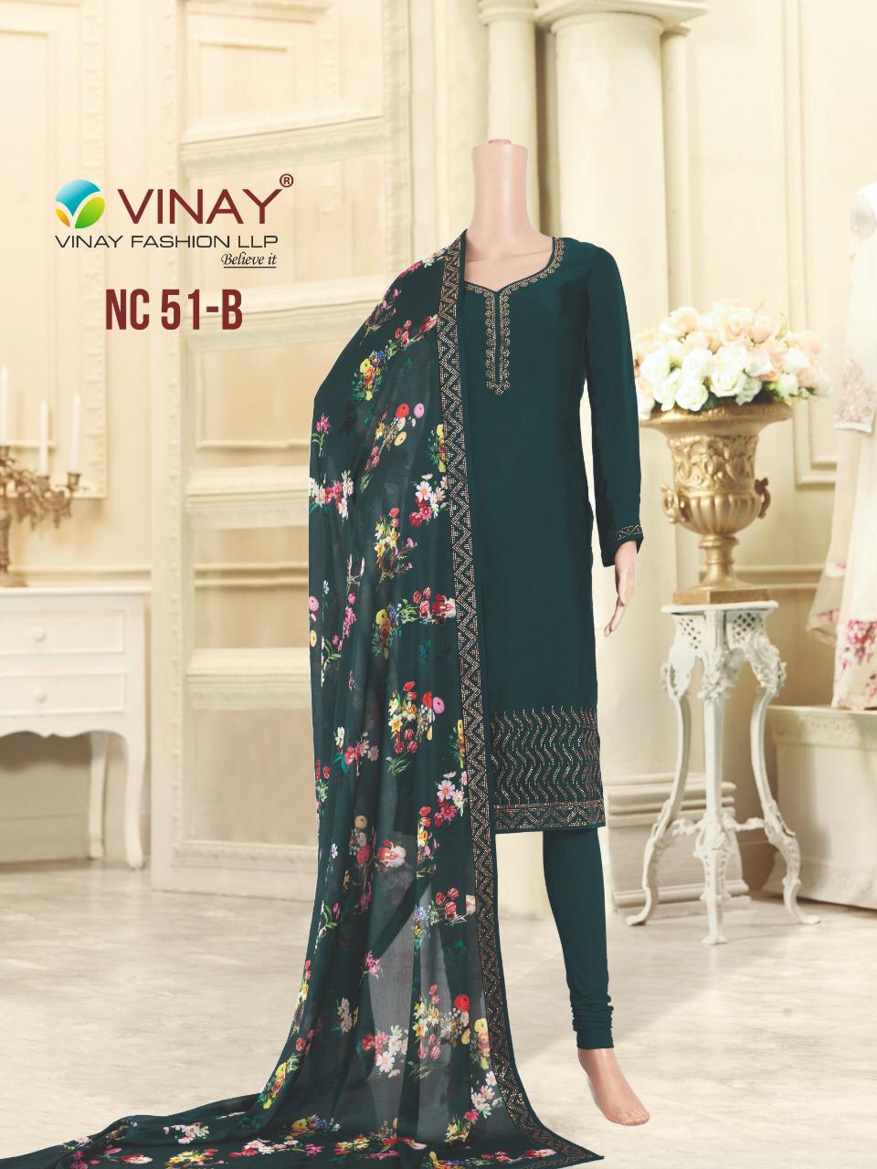 Nc 51  By Vinay Satin With Daimond Work And Digital Dupatta Suits Wholesale Supplier Gujarat