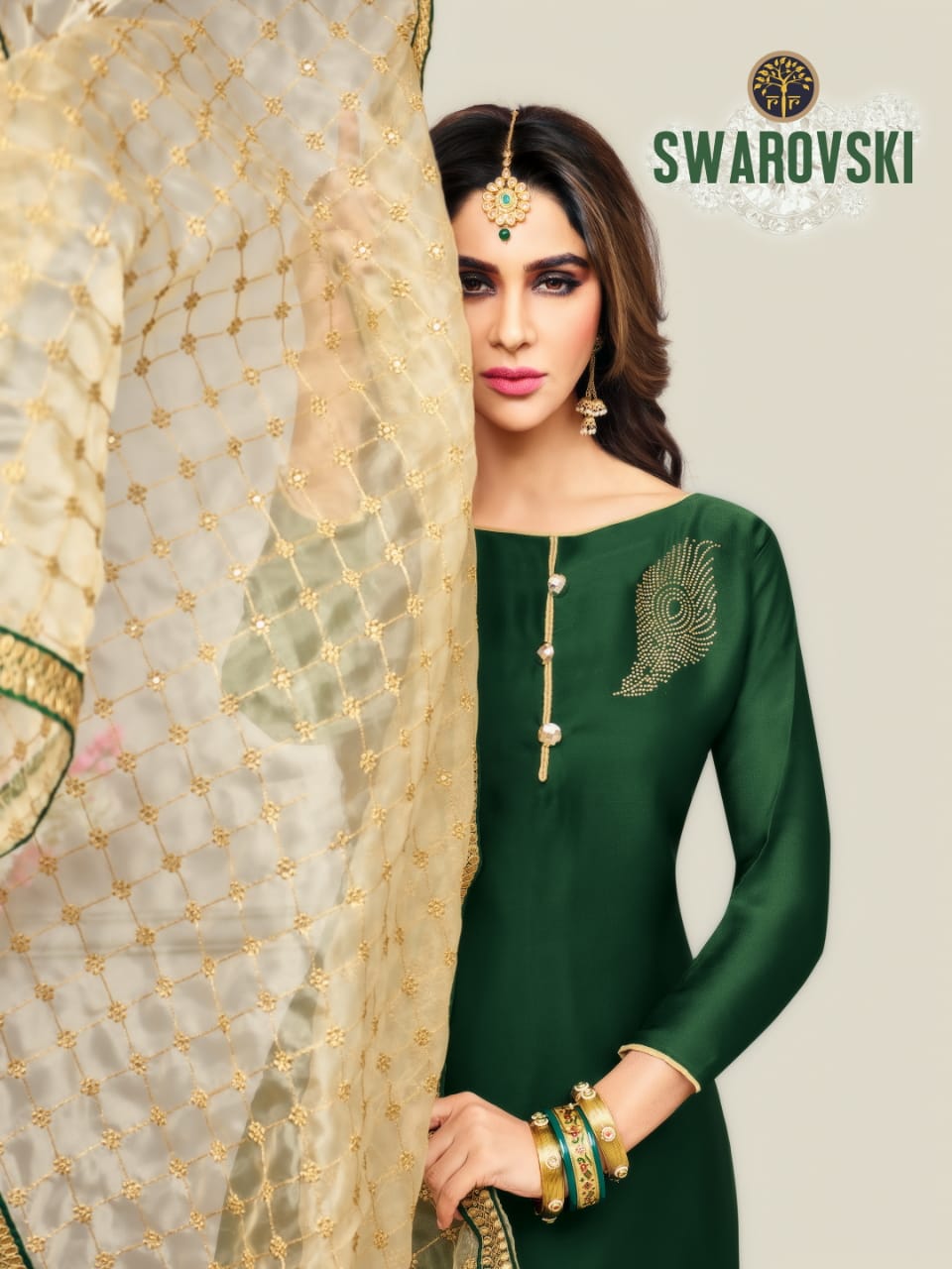 Swarovski By R R Fashion Satin Georgette Suits Wholesale Supplier Gujarat