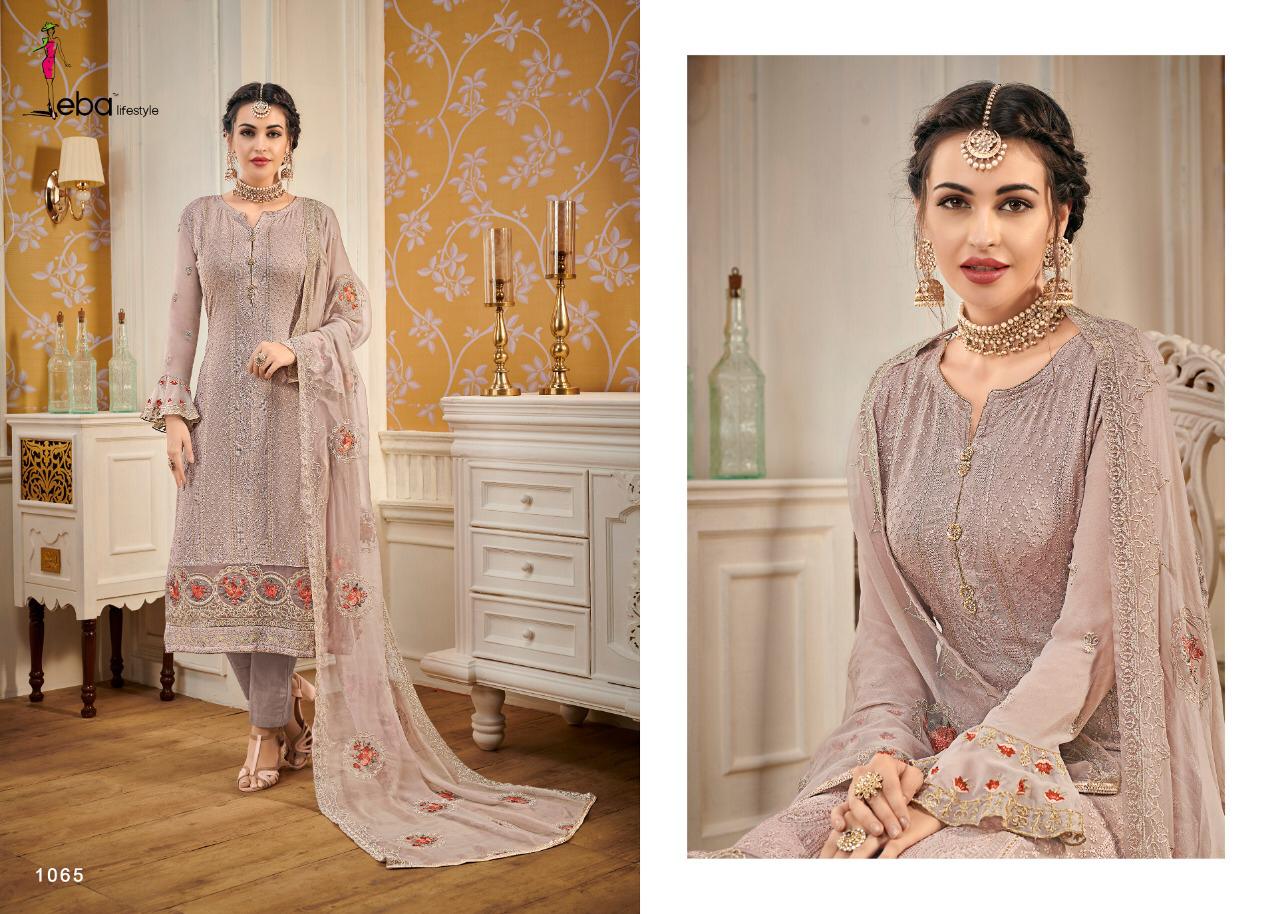 Hurma Vol 12 By Eba Lifestyle Georgette Designer Party Wear Suits Wholesale Supplier Gujarat