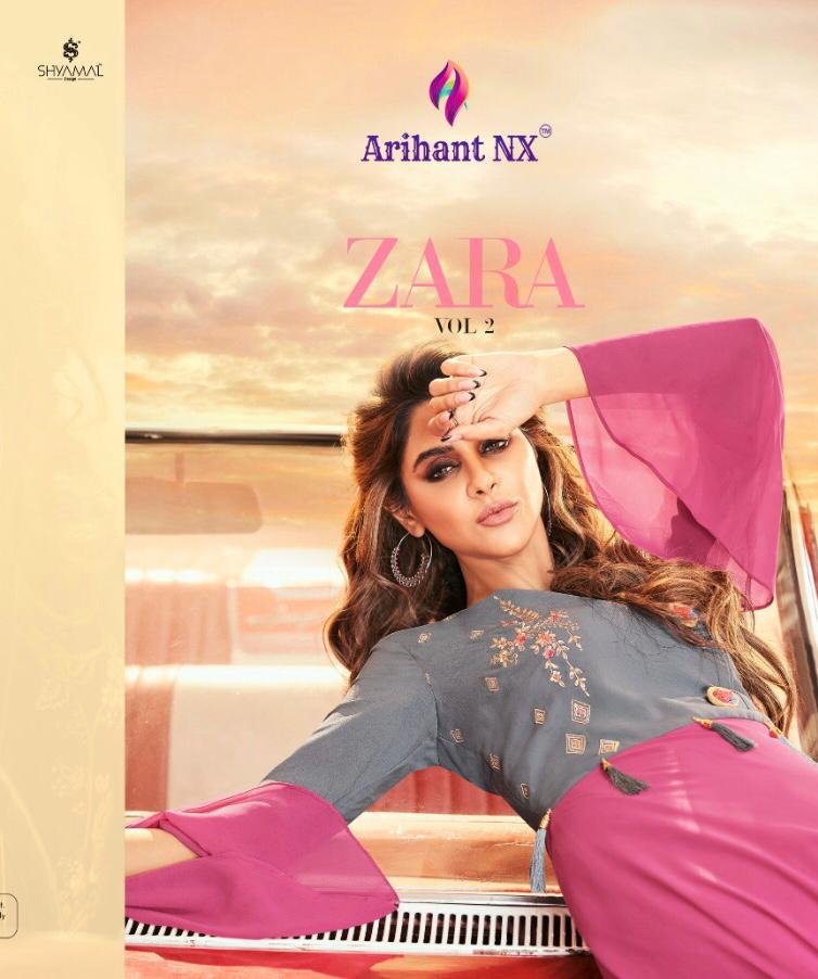 Zara Vol 2 By Arihant Nx Series 9008 To 9015 Georgette Designer Party Wear Kurtis Wholesale Supplier...