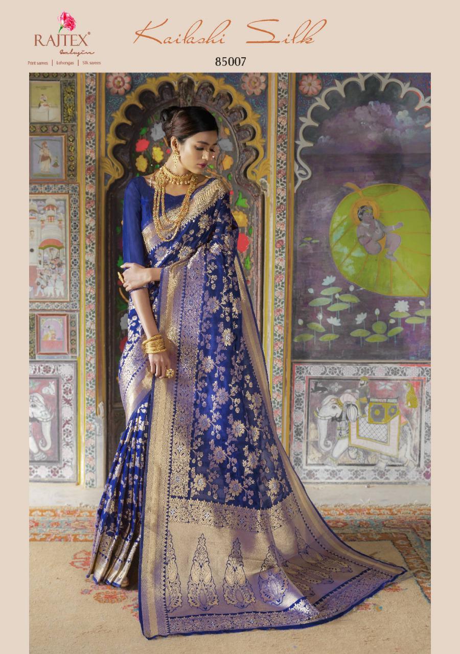 Kailashi Silk By Raj Tex Series 85001 To 85010 Pure Silk With Minakari Handloom Weaving Sarees Whole...