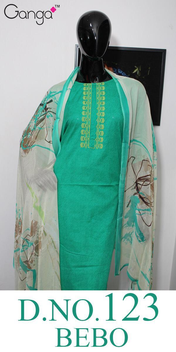 Bebo 123 By Ganga Cotton Embroidered Suits Wholesale Supplier Gujarat