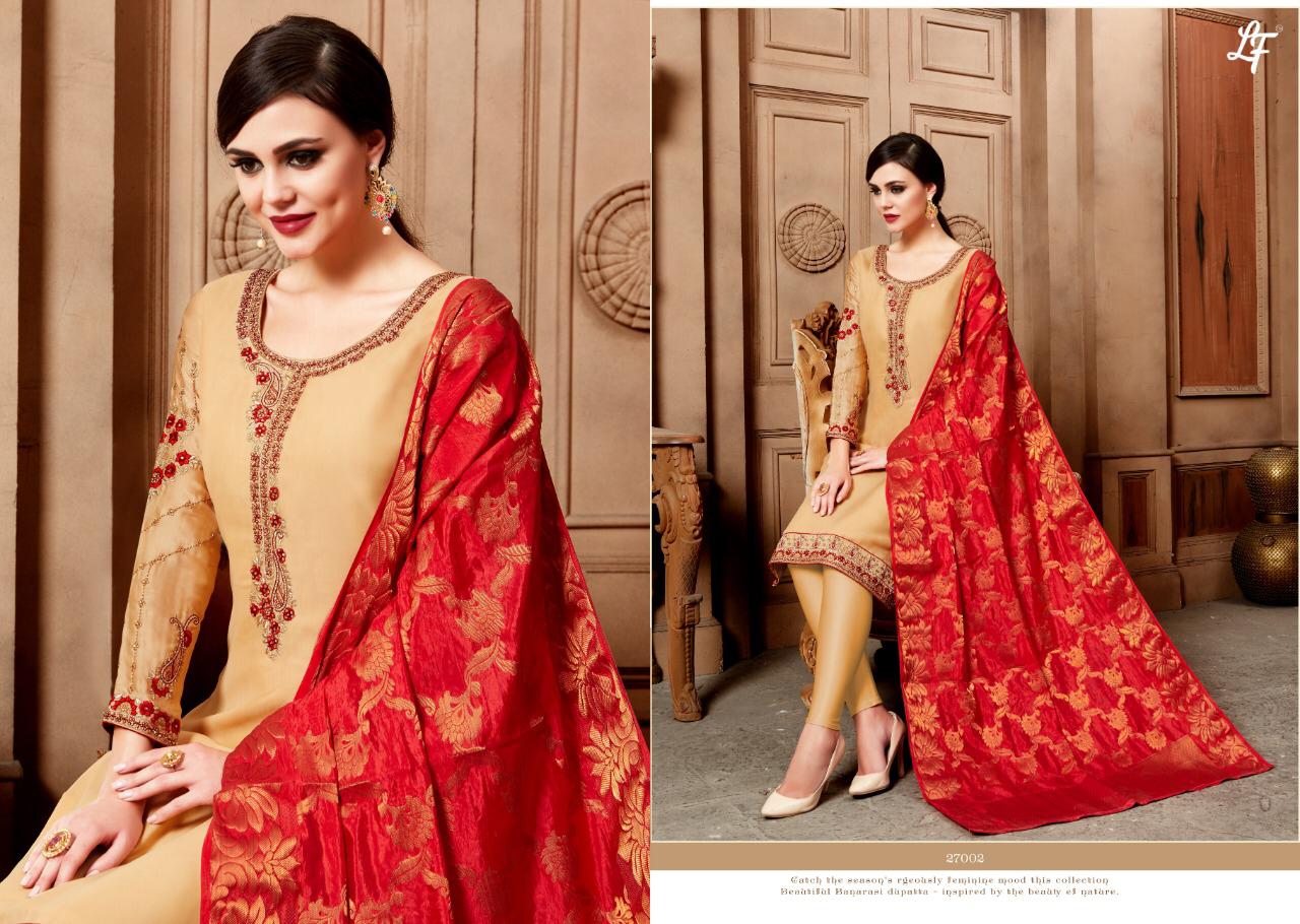 Banarasi Vol 27 By Lavli Fashion Satin Georgette Embroidered Designer Party Wear Suits Wholesale Sup...