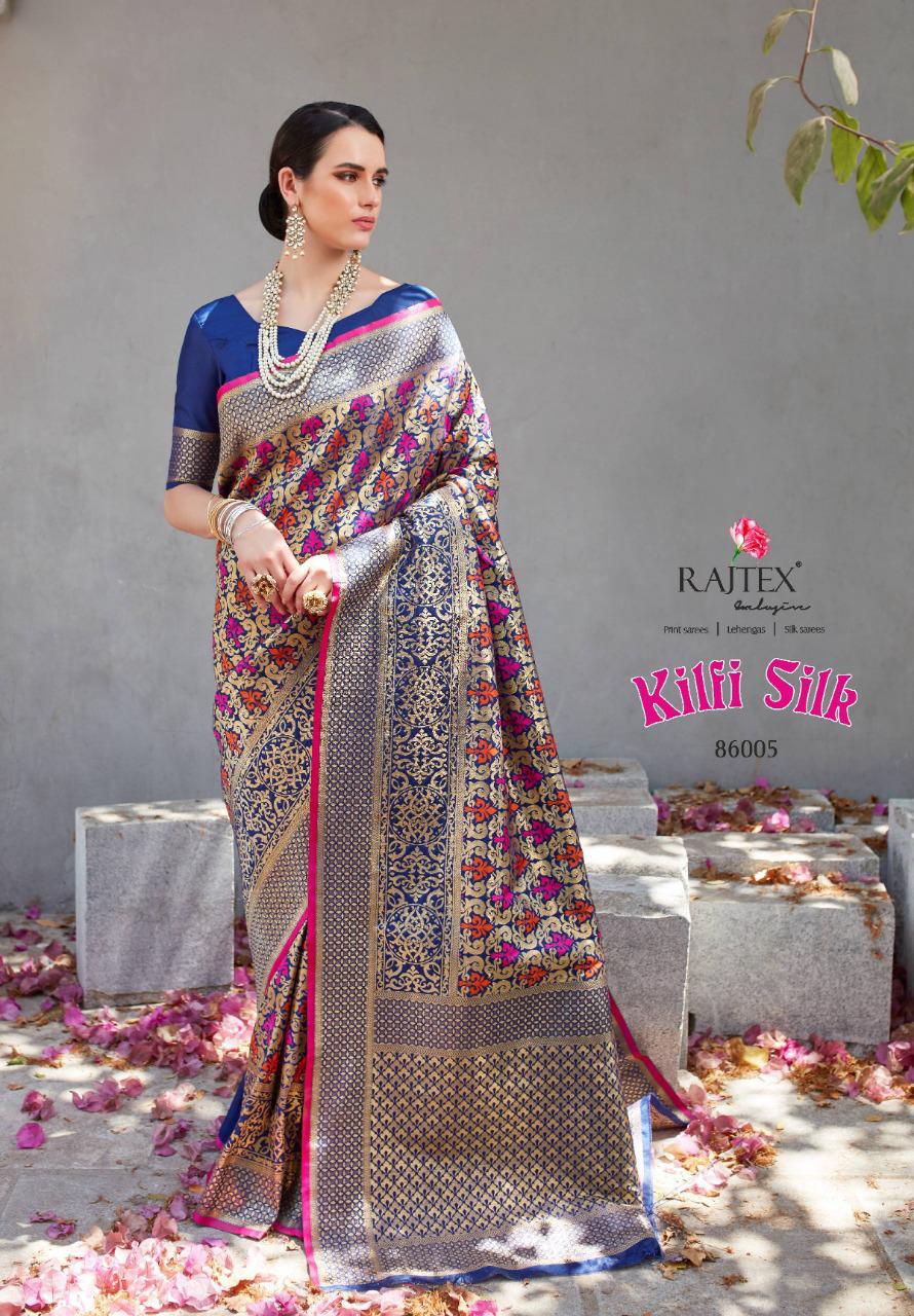 Kilfi Silk By Raj Tex Series 86001 To 86010 Silk Occasion Wear Sarees Wholesale Supplier Surat