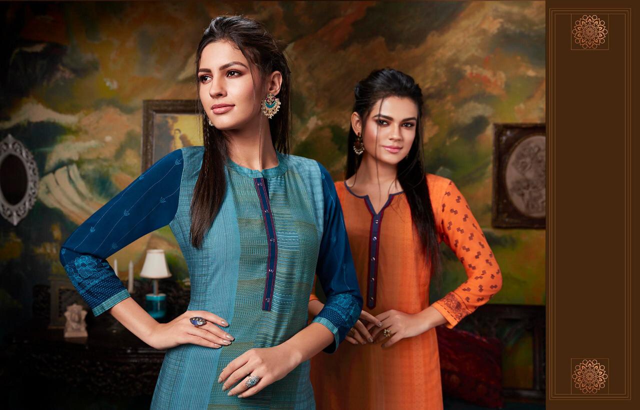 Chambor Vol 6 By Kajree Reyon Printed Kurtis With Plazzo Wholesale Supplier Surat