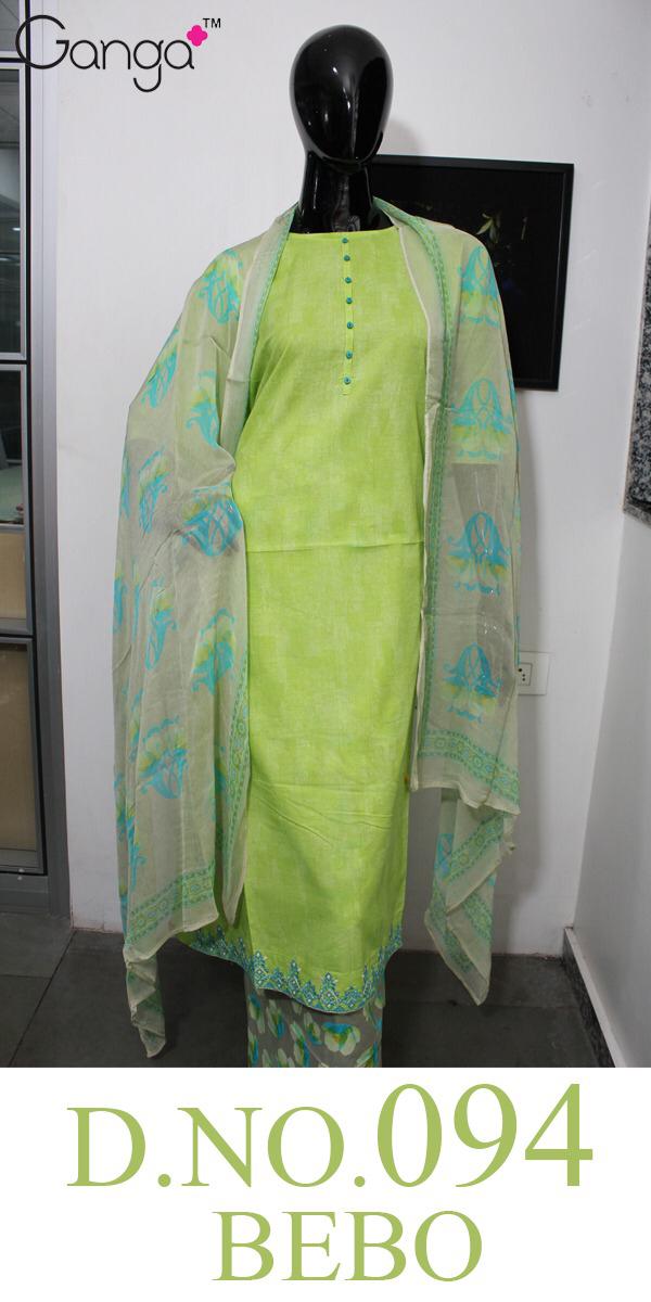 Bebo 094 By Ganga Cotton Embroidered Suits Wholesale Supplier Gujarat