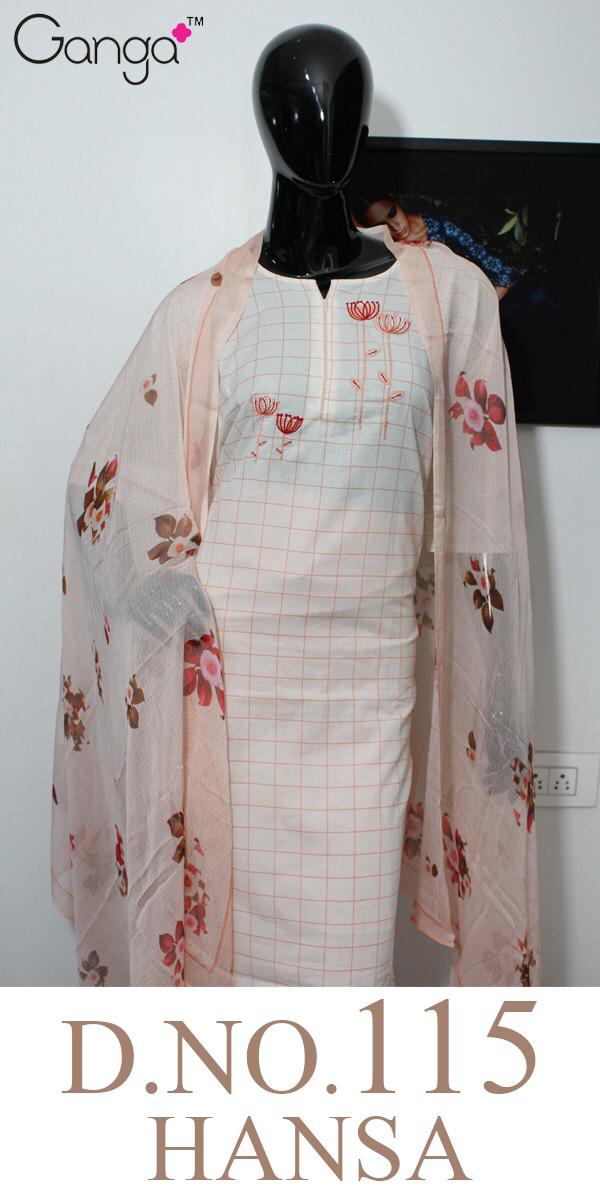 Hansa 115 By Ganga Cotton Embroidered Suits Wholesale Supplier India