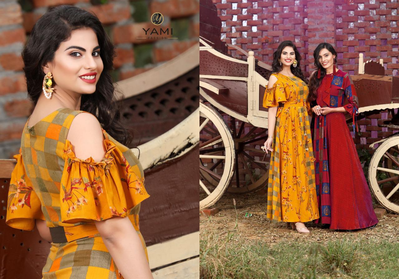 Menka By Yami Fashion Musline Designer Party Wear Long Kurtis Wholesale Supplier Surat