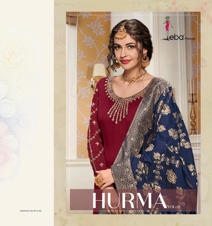 Hurma Vol 11 By Eba Lifestyle Satin Embroidered Designer Party Wear Suits Wholesale Supplier Gujarat