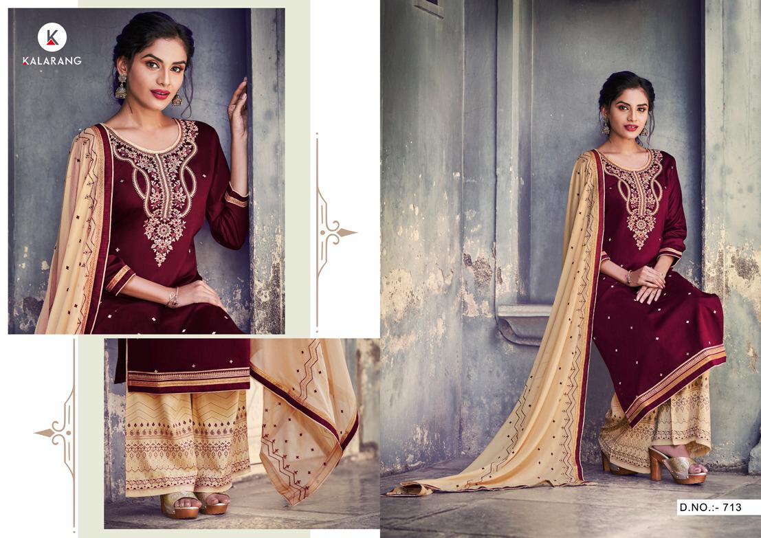 Ajooba By Kalarnag Jam Silk Cottan With Heavy Emb Work Suit