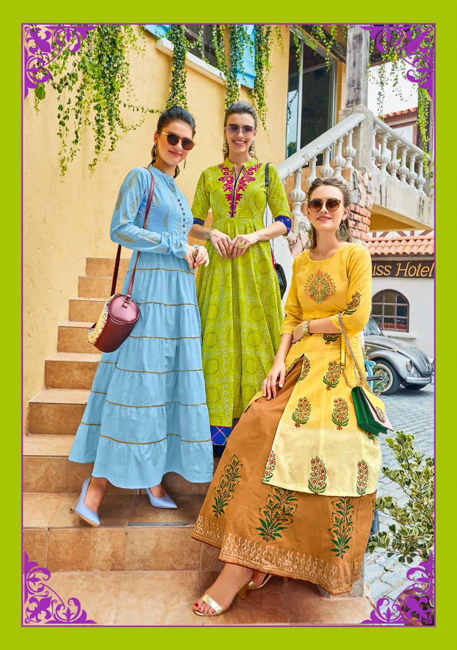 Fashion Loreal Vol 1 By Kajal Style Reyon Printed Party Wear Kurtis Wholesale Supplier Surat