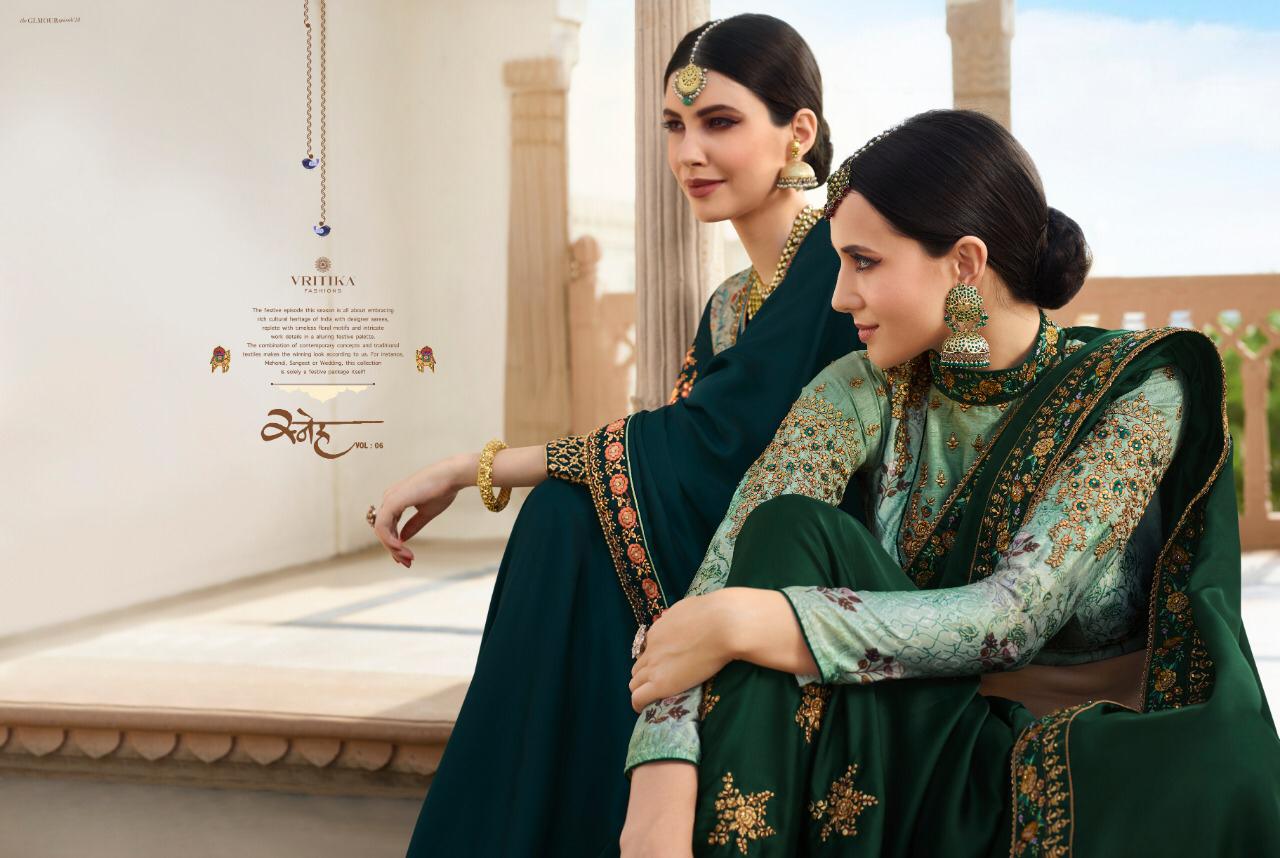 Sneh Vol 6 By Vritika Series 60001 To 60010 Designer Party Wear Sarees Wholesale Supplier Gujarat