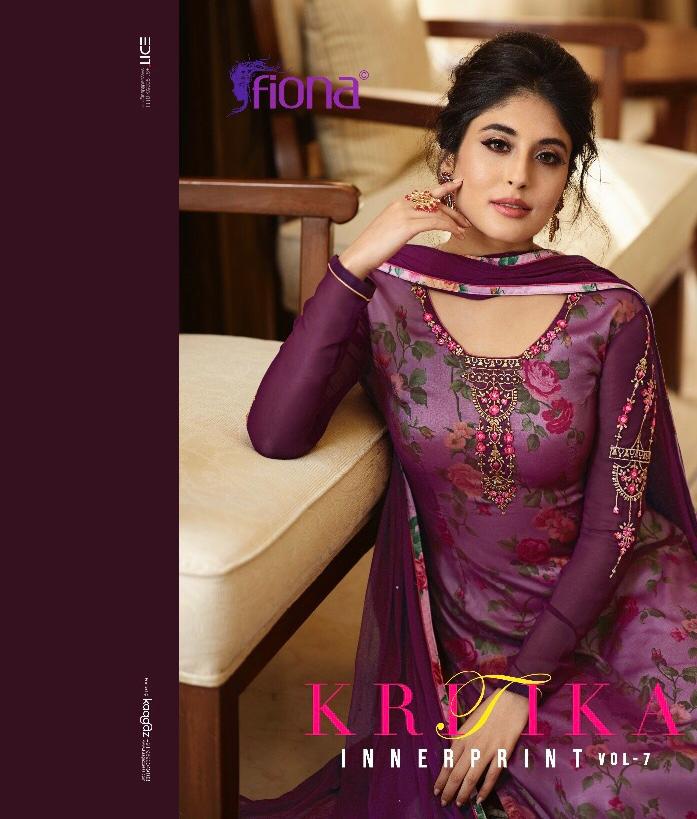 Kritika Inner Print Vol 7 By Fiona Series 22251 To 22257 Georgette Embroidered Designer Party Wear S...