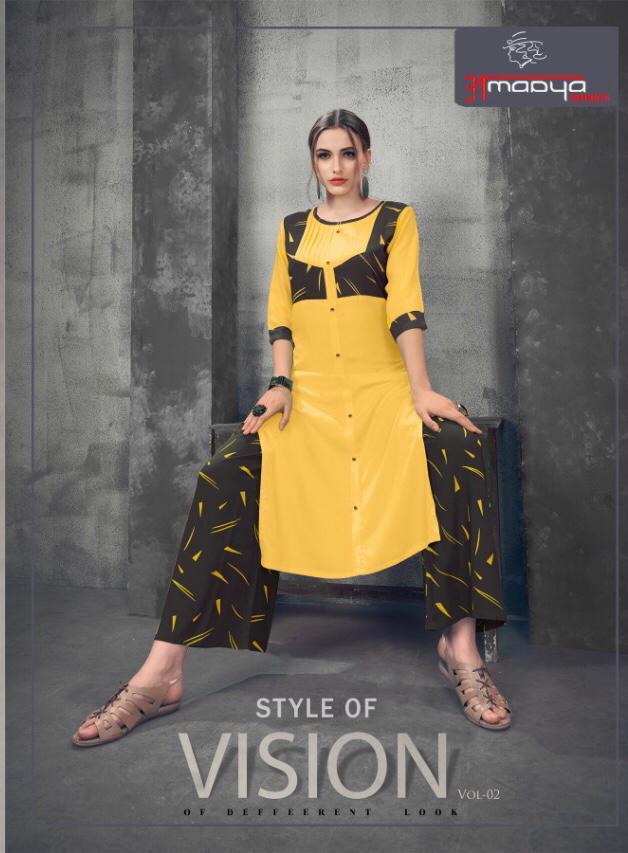 Vision Vol 2 By Amaaya Garments Reyon Printed Kurtis Wholesale Supplier And Dealer Surat