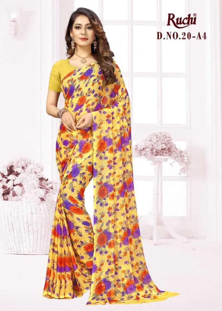 Super Kesar Chiffon Poster No 20 By Ruchi Sarees Chiffon Printed Sarees Wholesale Supplier And Deale...