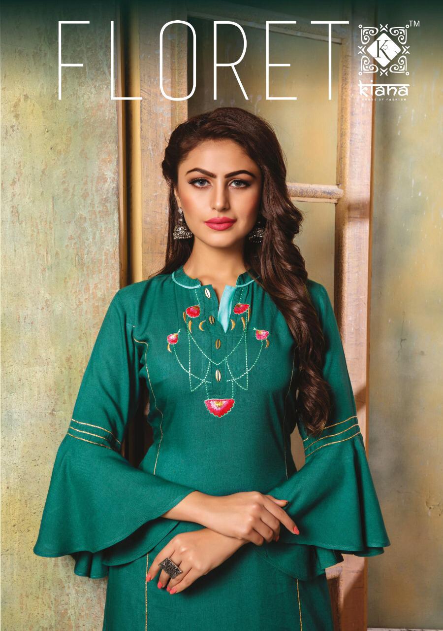 Floret By Kiana House Of Fashion Reyon Designer Kurtis With Plazzo Wholesale Supplier Surat