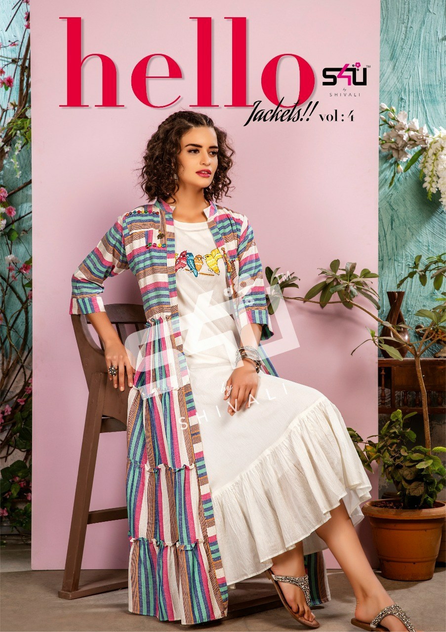 Hello Jackets Vol 4 By S4u Shivali Awesome Designer Party Wear Kurtis  With Jackets Collecotion Whol...