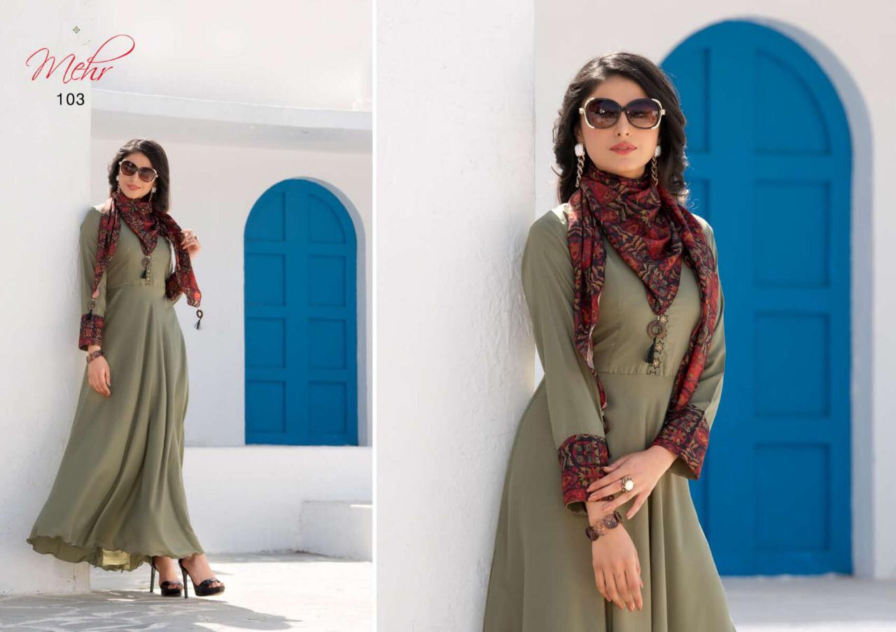 Meher By Mugdha Muslin Designer Party Wear Kurtis With Stole Wholesale Supplier And Dealer Surat