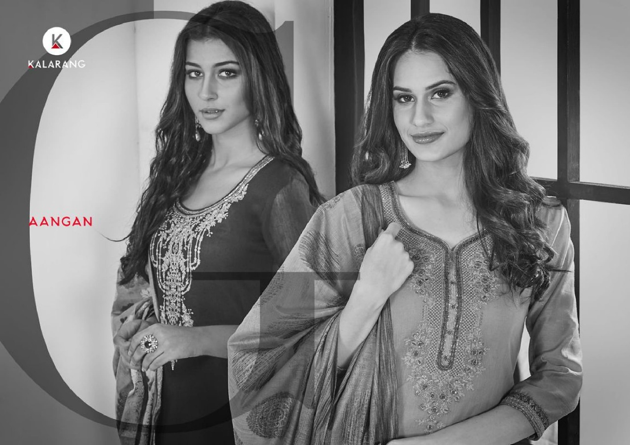 Aangan By Kalarang Banarasi Chanderi Worked Suits Wholesale Supplier Gujarat