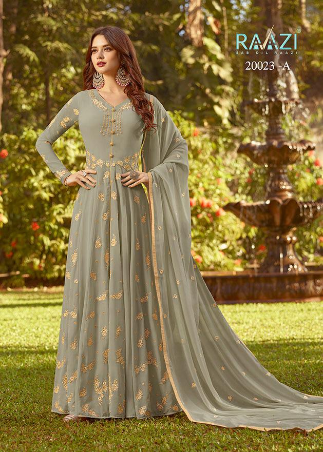 Raazi Colours Series 20021 A B C  By Rama Fashion Designer Party Wear Suits Wholesale Supplier Gujar...