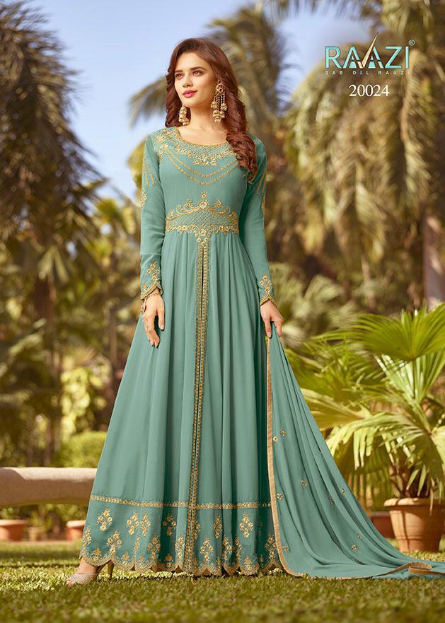 Raazi 20024 A B C Colours By Rama Fashion Designer Party Wear Suits Wholesale Supplier Gujarat