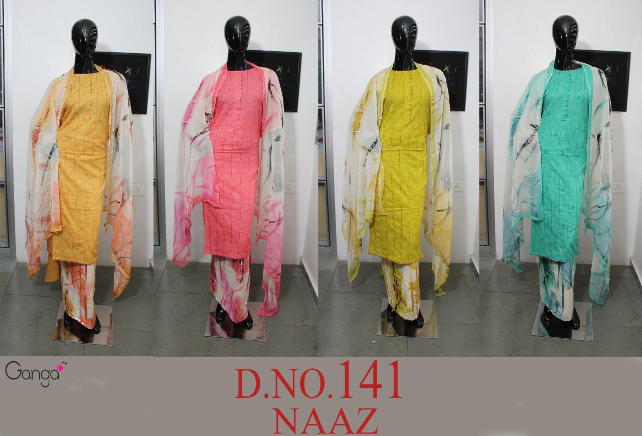 Naaz 141 By Ganga Cotton Embroidered Suits Wholesale Supplier Gujarat