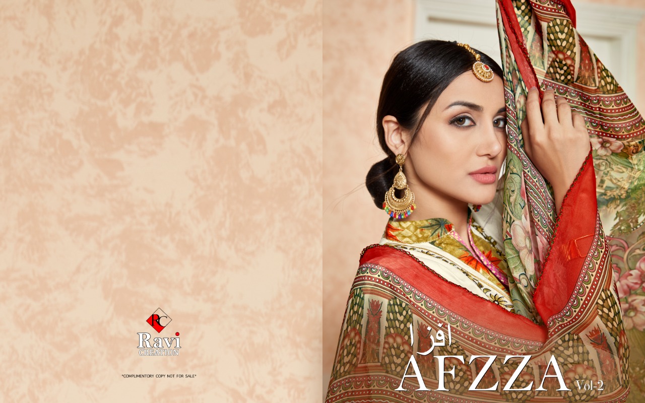 Afzaa 2 By Ravi Fashion Satin Cotton Dress Materials Wholesale Supplier Surat