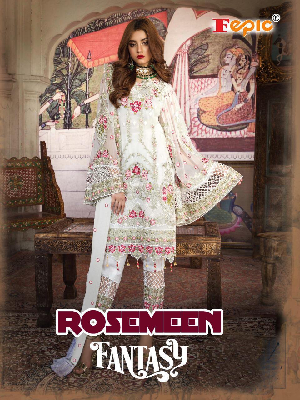 Rosemeen Fantasy By Fepic Series 55001 To 55005 Georgette Embroidered Pakistani Suits Wholesale Supp...