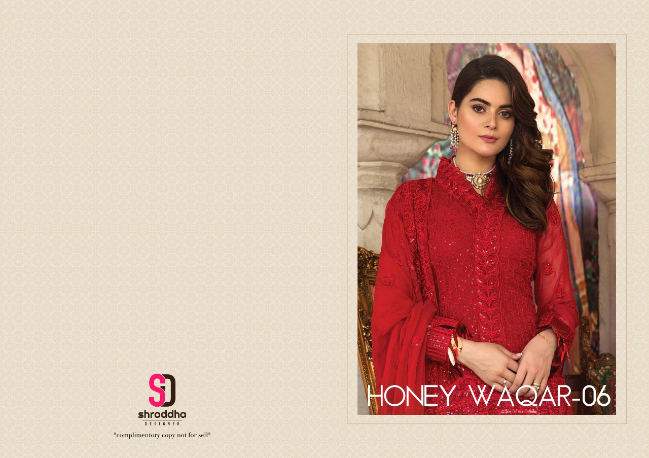 Honey Woqar Vol 6 By Shraddha Designer Series 60001 To 60005 Pakistani Suit Collection Wholesaler Su...