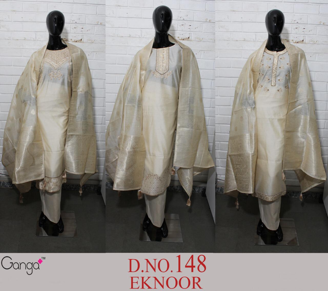 Eknoor  148 By Ganga Silk Embroidered Suits Wholesale Supplier Gujarat