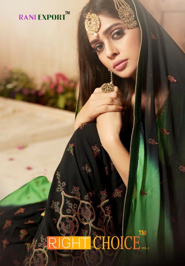 Right Choice Vol 3 By Rani Export Series 1013 To 1017 Satin Georgette Embroidered Designer Party Wea...