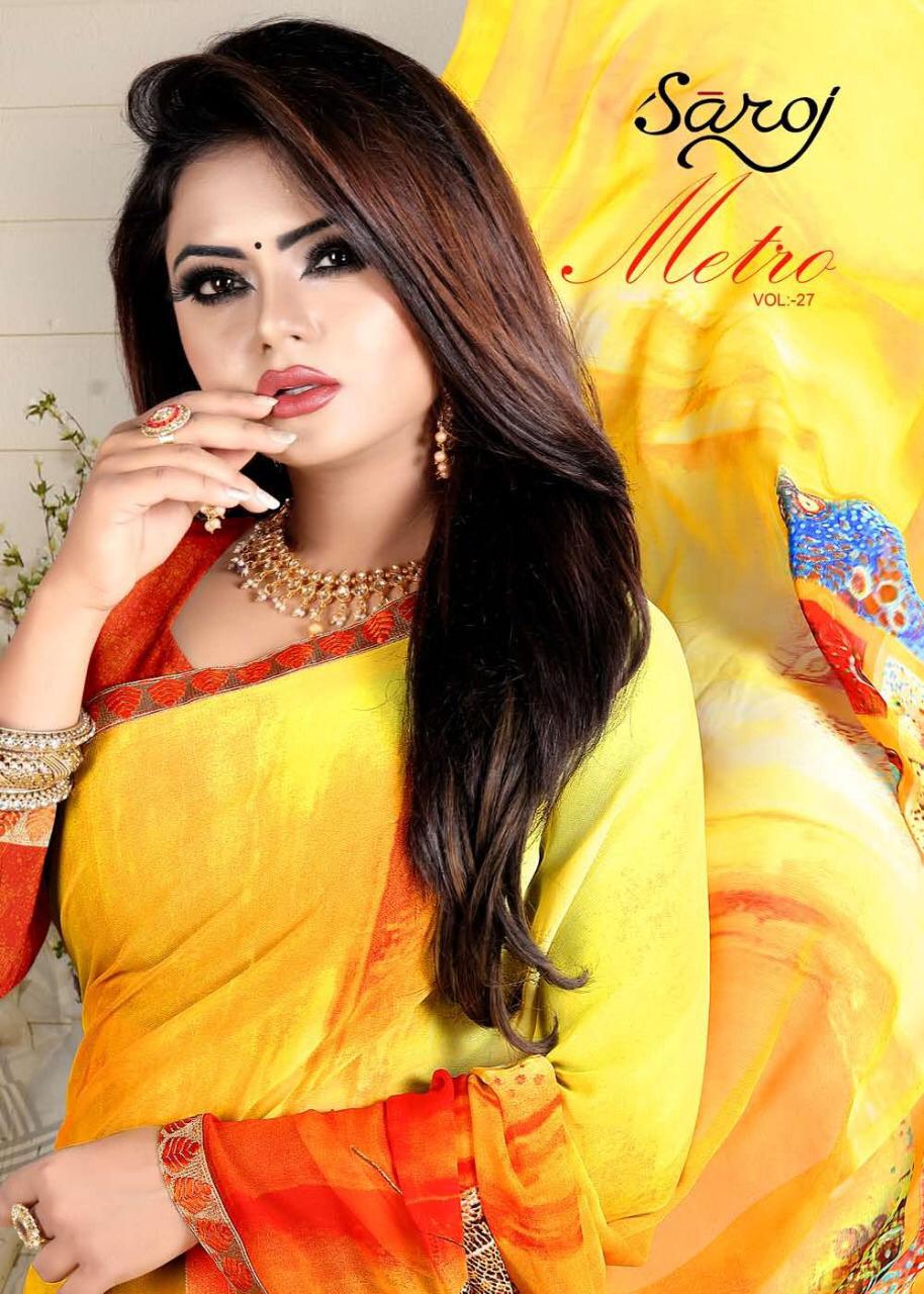 Metro Vol 27 By Saroj Georgette Printed Sarees Wholesale Supplier Gujarat