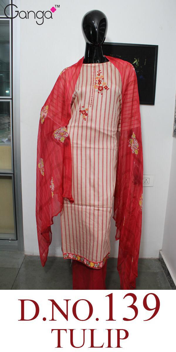 Tulip 139 By Ganga Silk Embroidered Suits Wholesale Supplier Gujarat