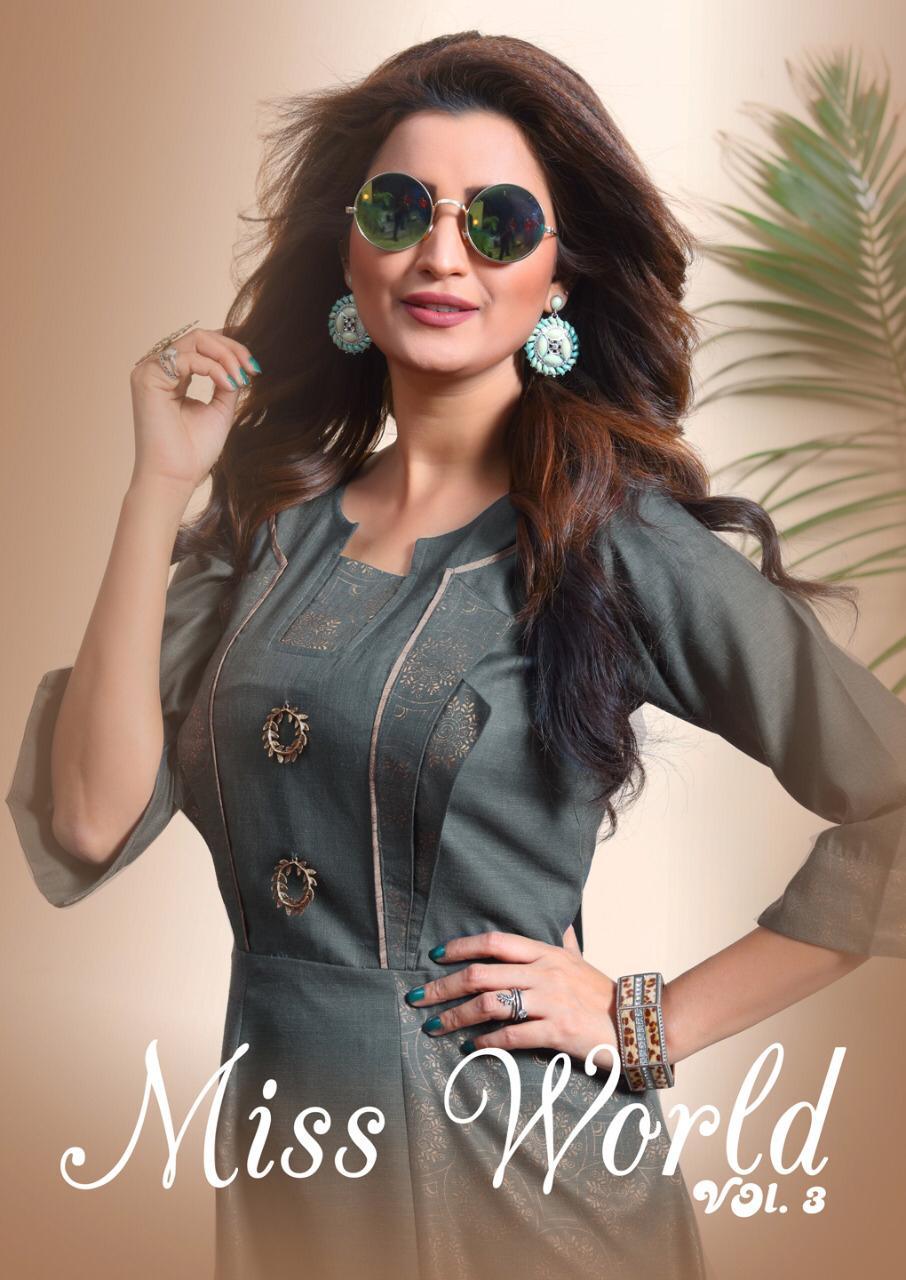 Miss World Vol 3 By Ladies Flavour Designer Party Wear Kurtis Wholesale Supplier Surat
