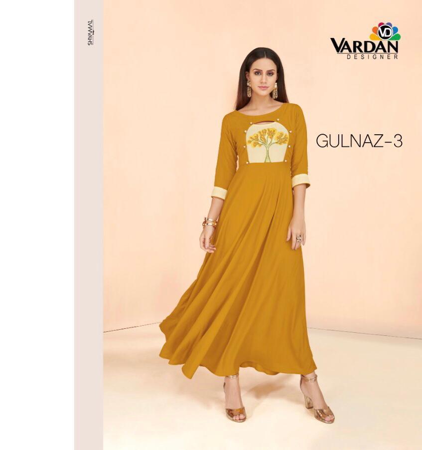 Gulnaz Vol 3 By Vardan Designer  Heavy Reyon Kurtis Wholesale Supplier And Dealer Surat