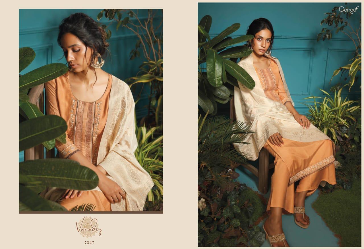 Vanadey By Ganga Series 7525 To 7530 Bemberg Silk Designer Party Wear Suits Wholesale Supplier Gujar...