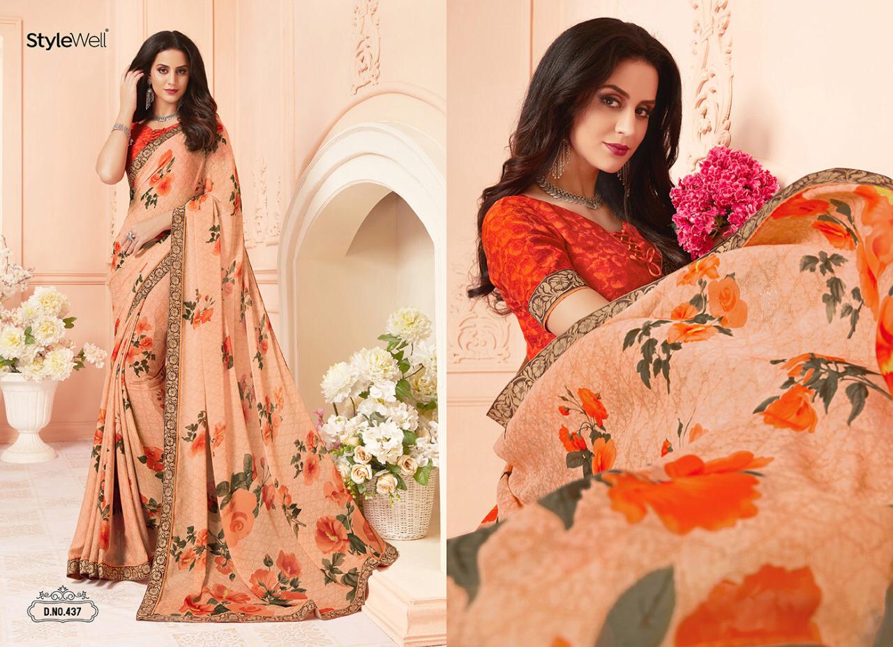 Navyaa By Stylewell Series N 431 To N 438 Georgette Designer Party Wear Sarees Wholesale Supplier Su...