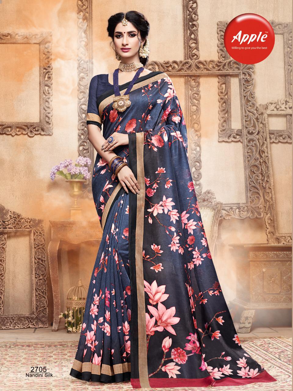 Nandini Silk Vol 1 By Apple Silk Printed Sarees Wholesale Supplier Gujarat