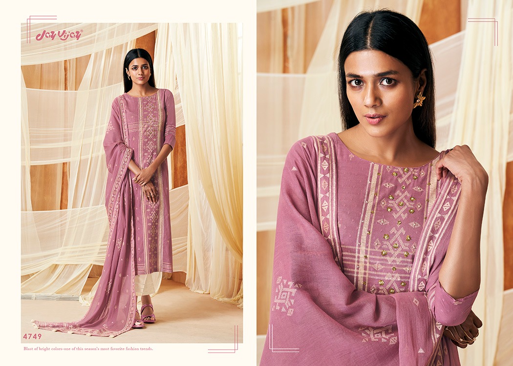 Intergue Vol 5 By Jay Vijay Cotton Printed Suits Wholesale Supplier Gujarat