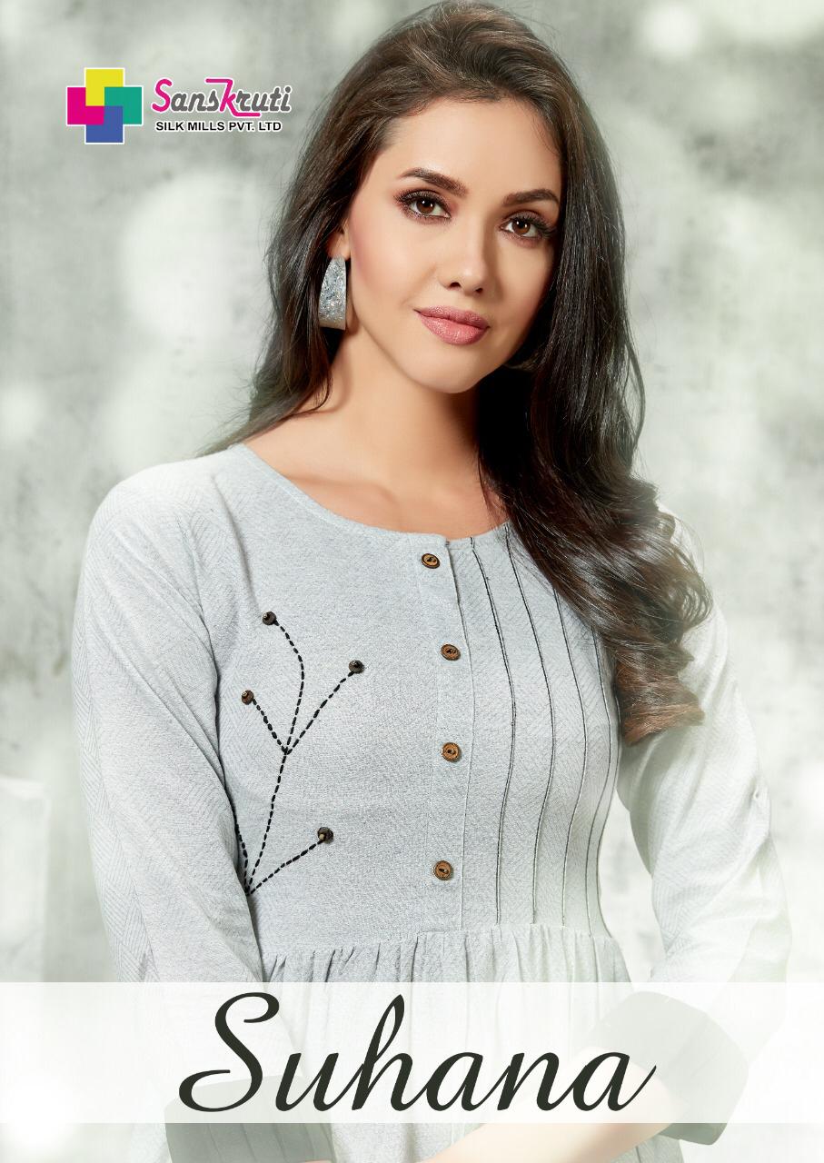 Suhana By Sanskruti Silk Mills Cotton Kurtis Wholesale Supplier Surat