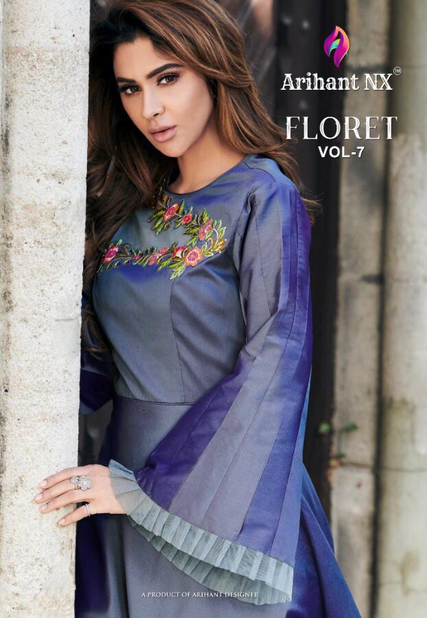Floret Vol 7 By Arihant Nx Series 2041 To 2046 Silk Designer Party Wear Gowns Wholesale Supplier Guj...