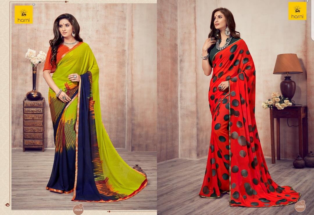 Soor By Harni Georgette Printed Sarees Wholesale Supplier Gujarat